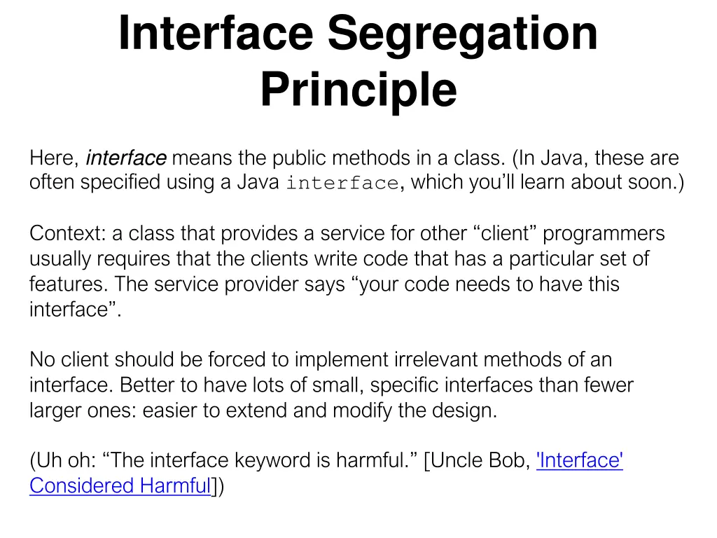 interface segregation principle