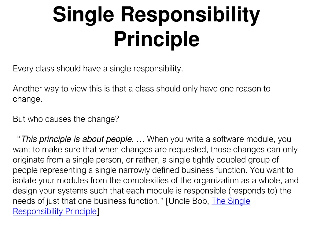 single responsibility principle