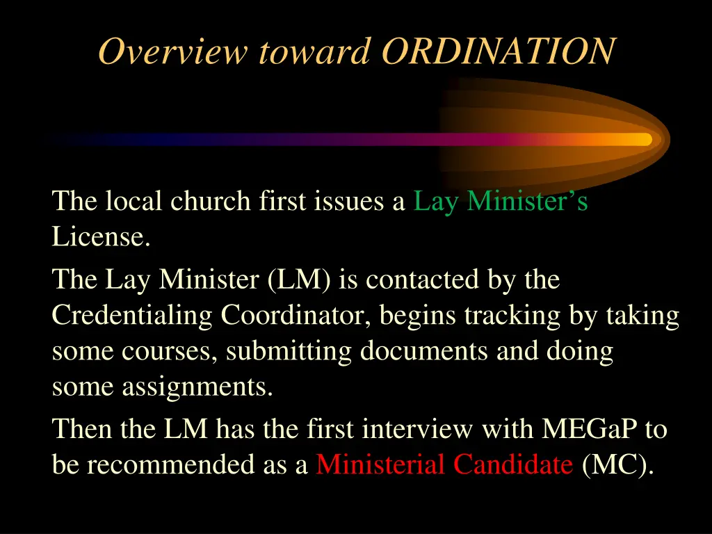 overview toward ordination 1