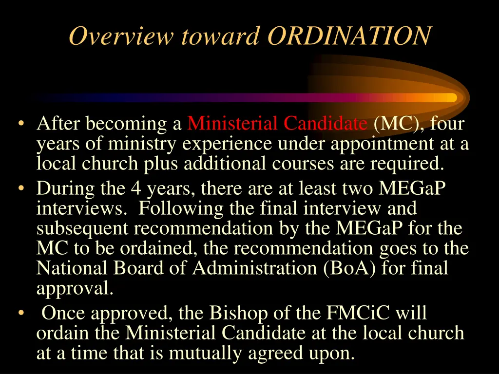 overview toward ordination 2