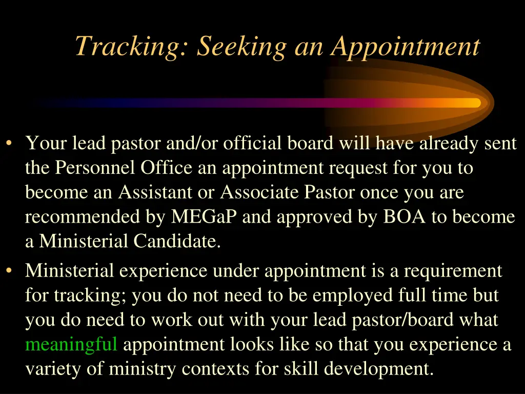 tracking seeking an appointment