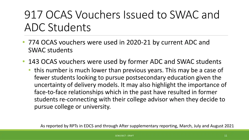 917 ocas vouchers issued to swac and adc students