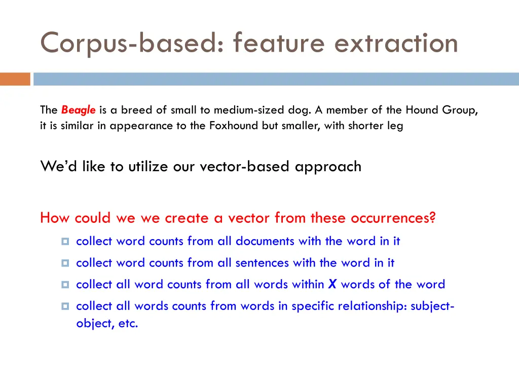 corpus based feature extraction