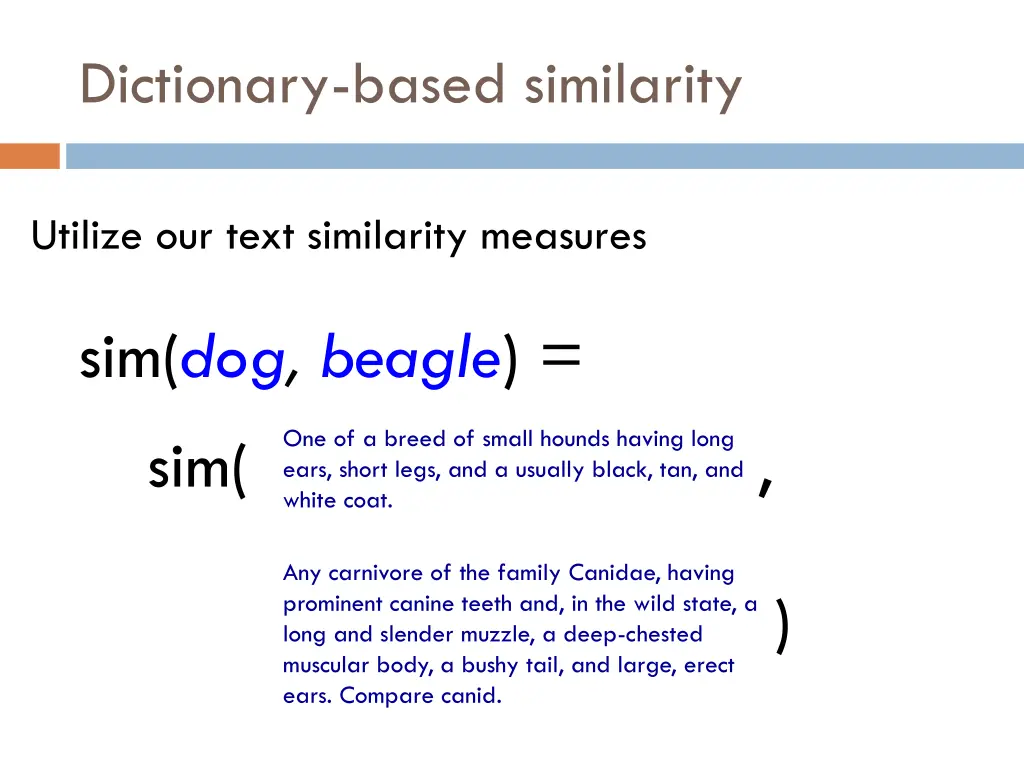 dictionary based similarity 1