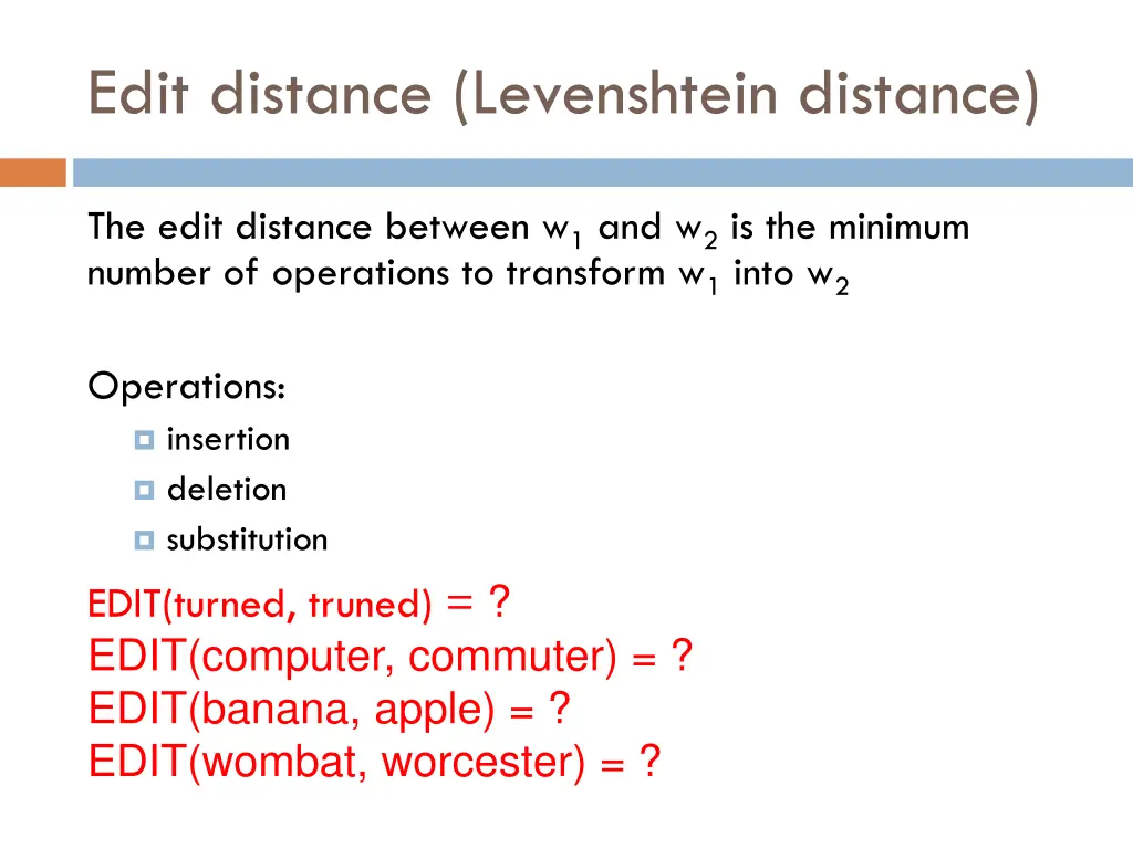 edit distance levenshtein distance