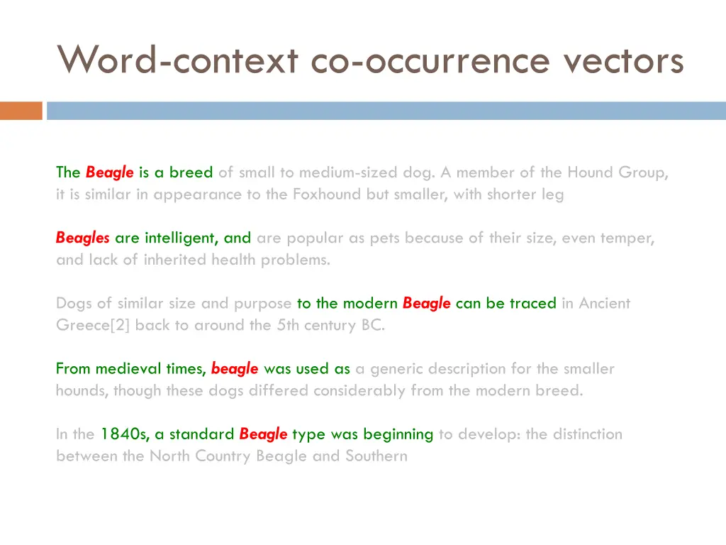 word context co occurrence vectors