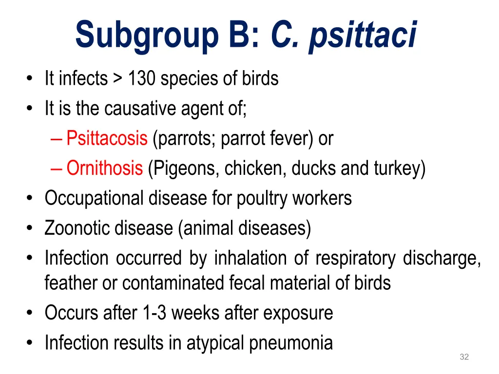 subgroup b c psittaci