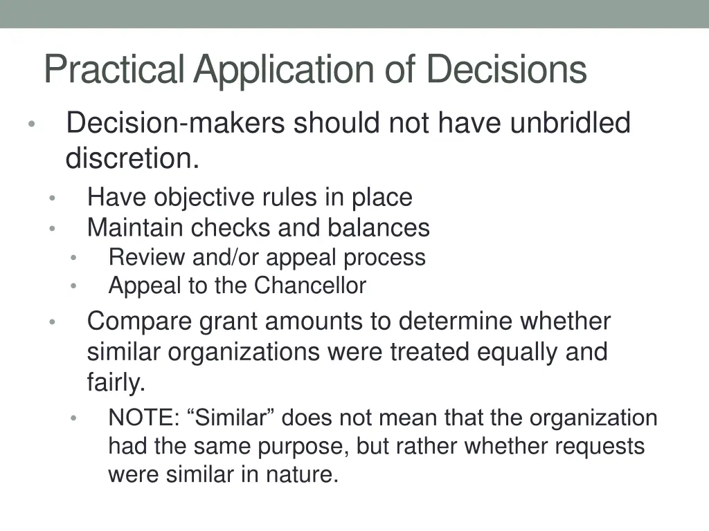 practical application of decisions decision
