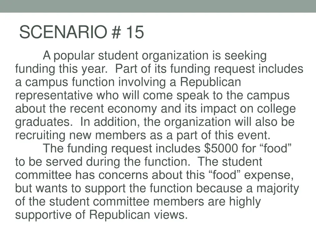 scenario 15 a popular student organization