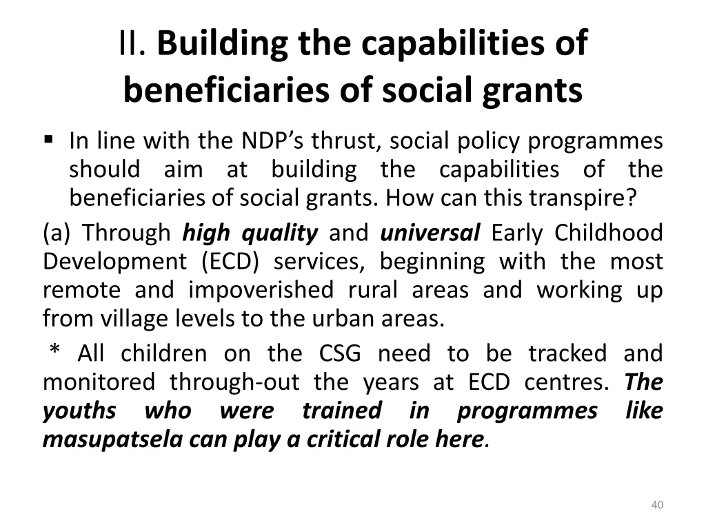 ii building the capabilities of beneficiaries