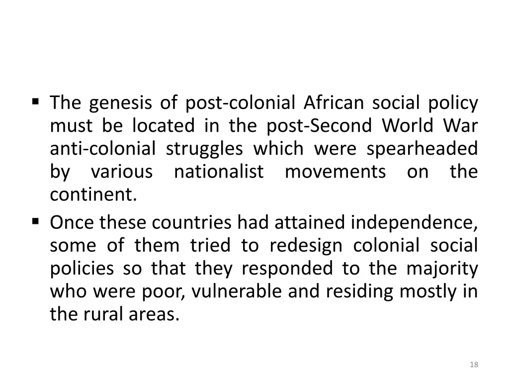 the genesis of post colonial african social