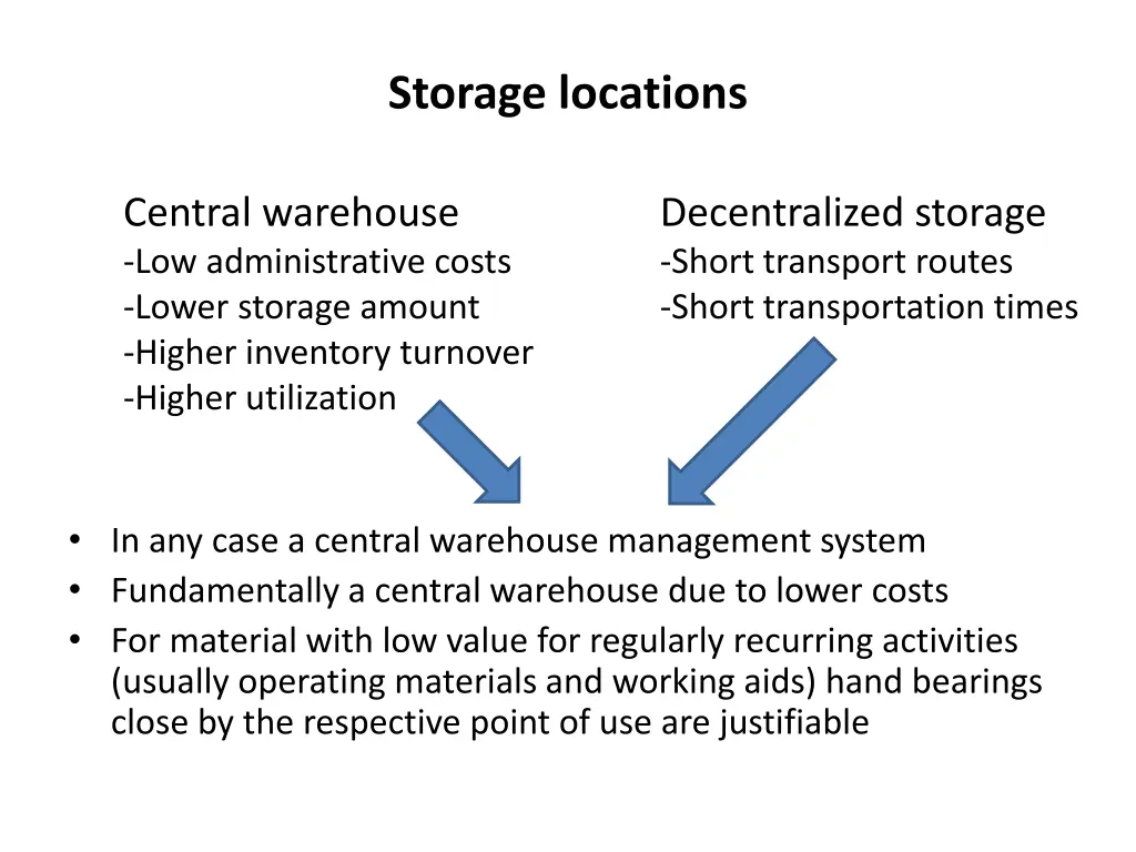 storage locations