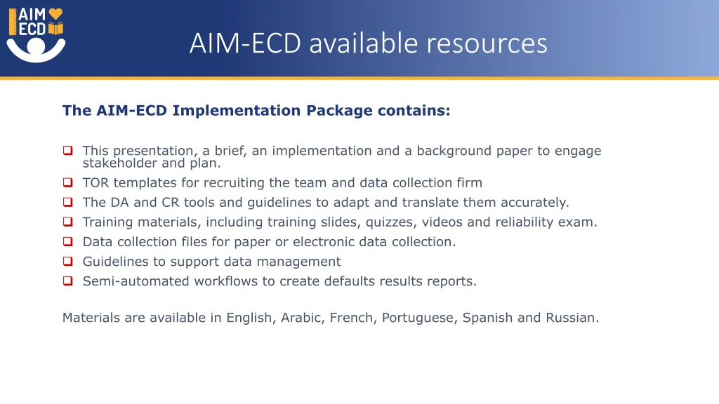 aim ecd available resources