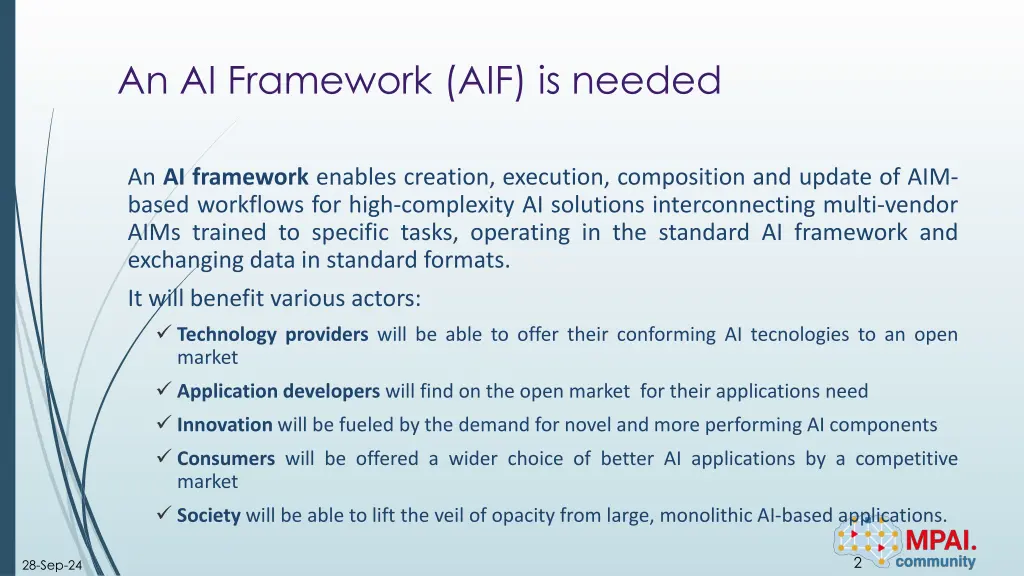 an ai framework aif is needed