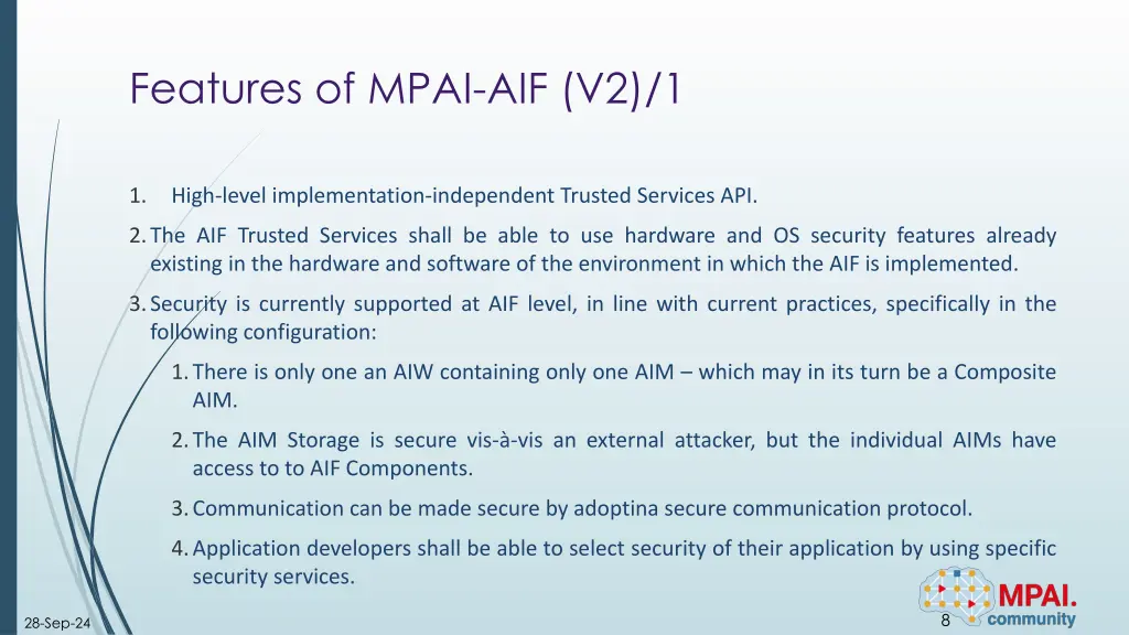 features of mpai aif v2 1