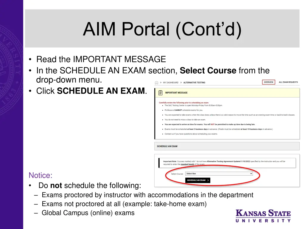 aim portal cont d