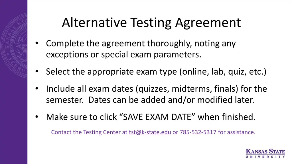 alternative testing agreement 1