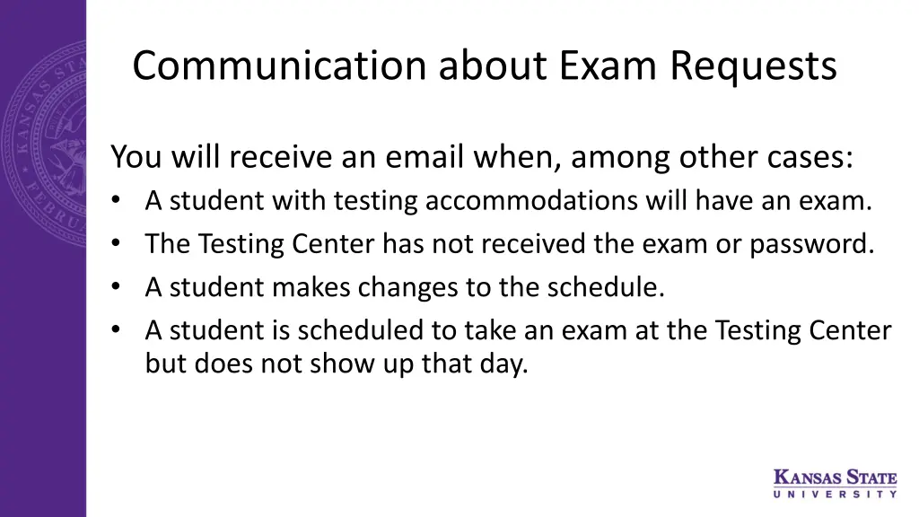 communication about exam requests