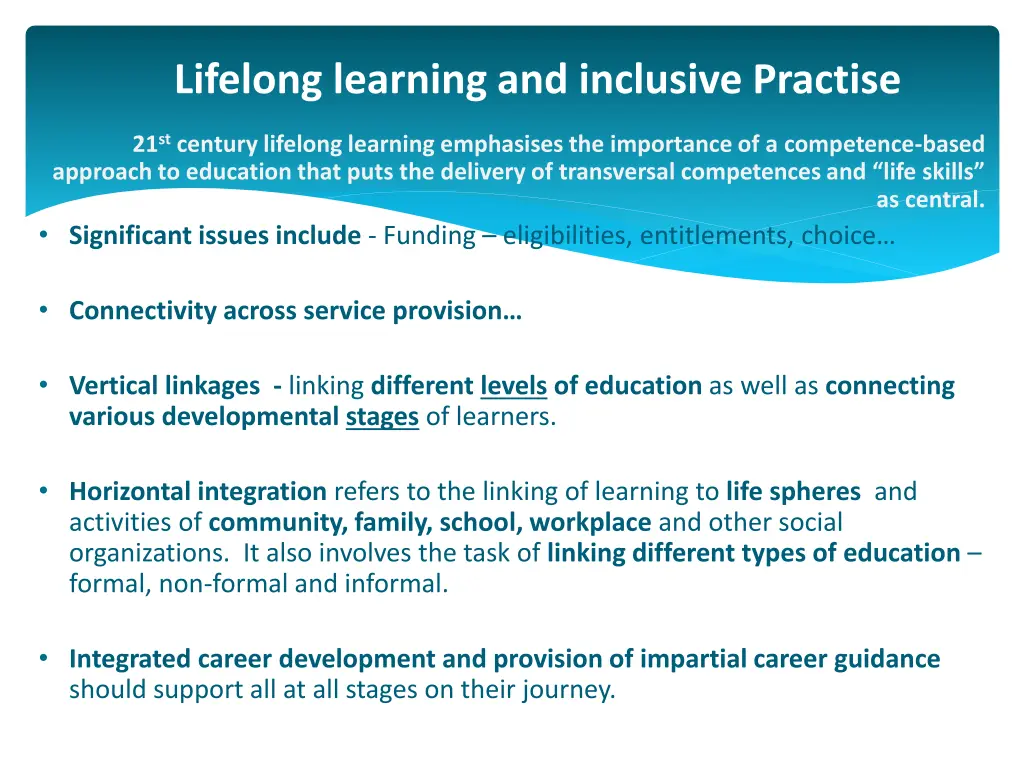 lifelong learning and inclusive practise