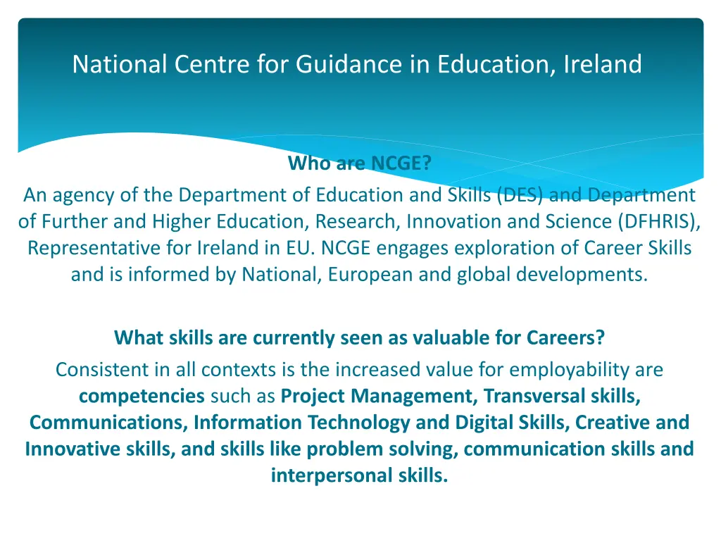 national centre for guidance in education ireland