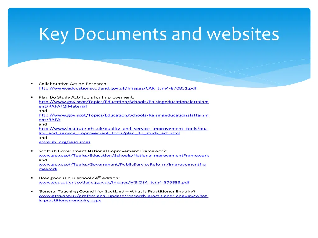 key documents and websites