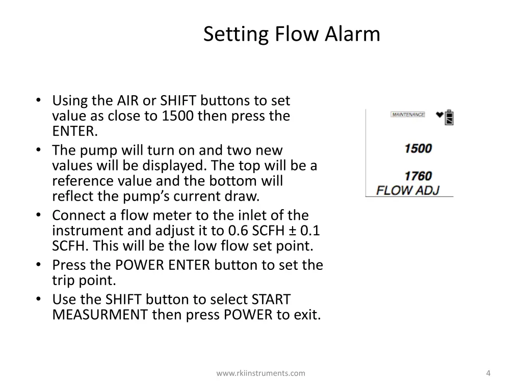 setting flow alarm 3