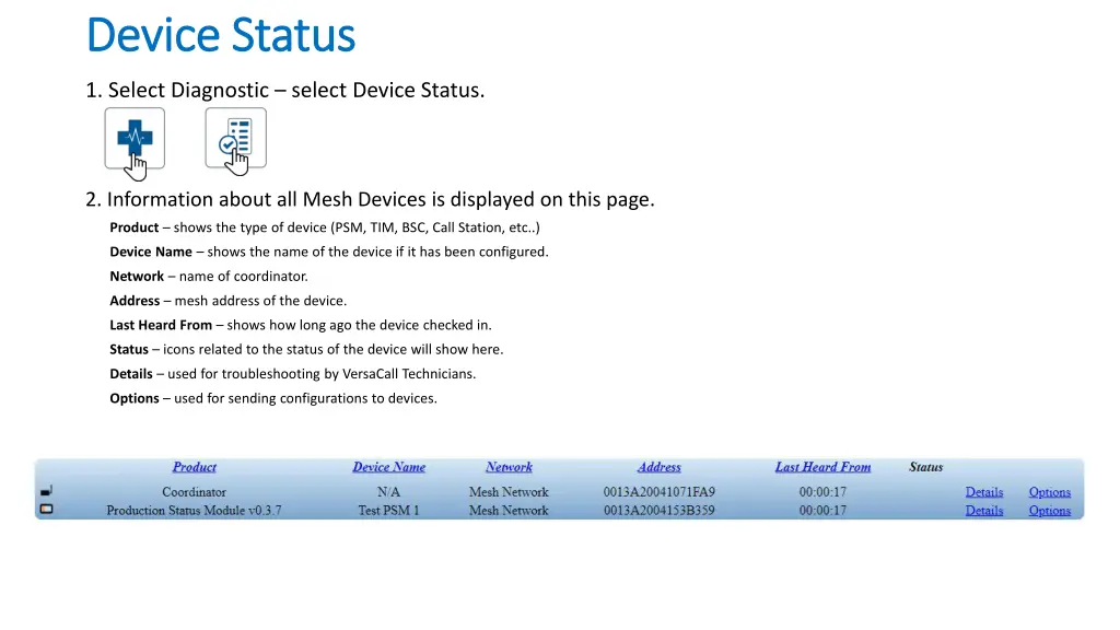 device status device status