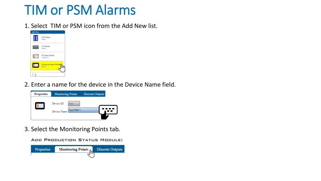 tim or psm alarms tim or psm alarms