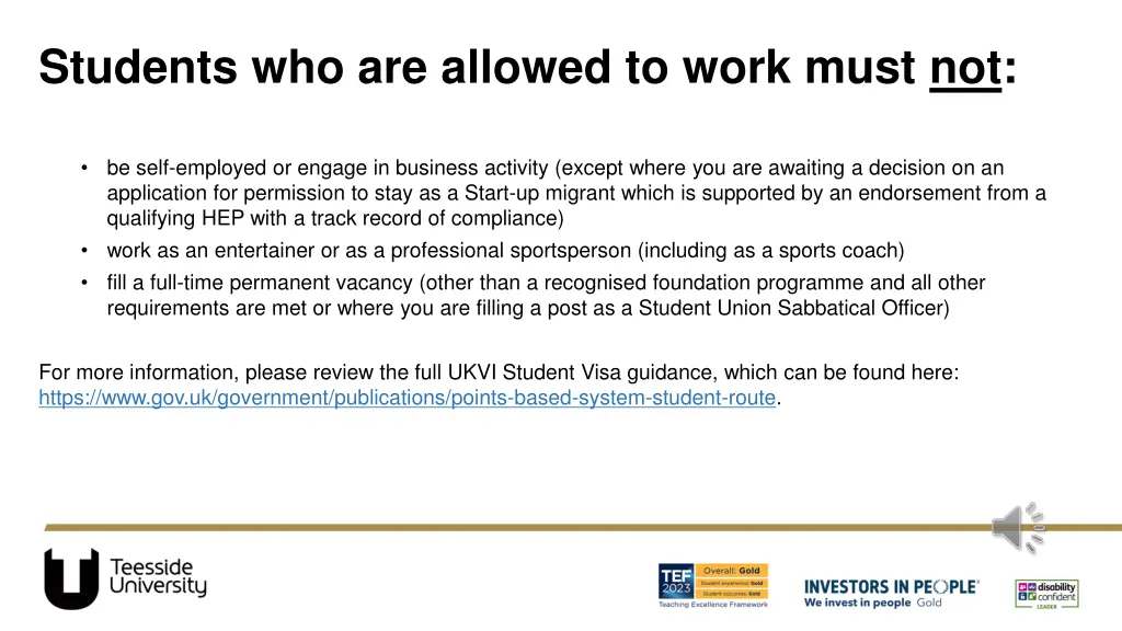 students who are allowed to work must not