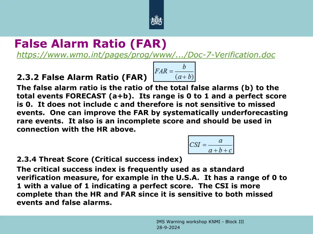 false alarm ratio far https www wmo int pages