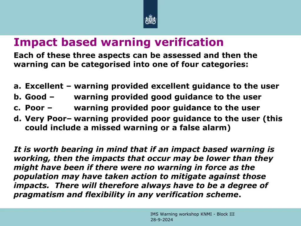 impact based warning verification each of these