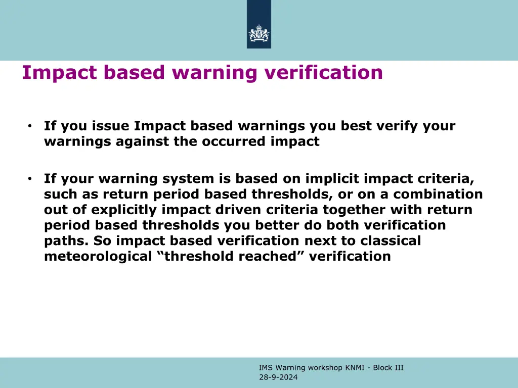 impact based warning verification