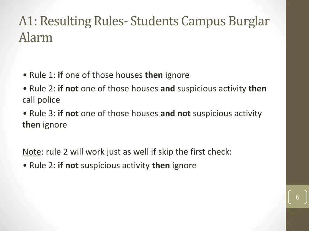 a1 resulting rules students campus burglar alarm