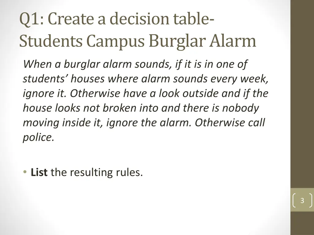 q1 create a decision table students campus