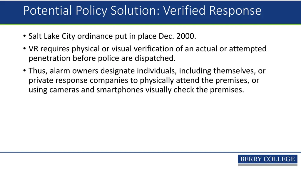 potential policy solution verified response