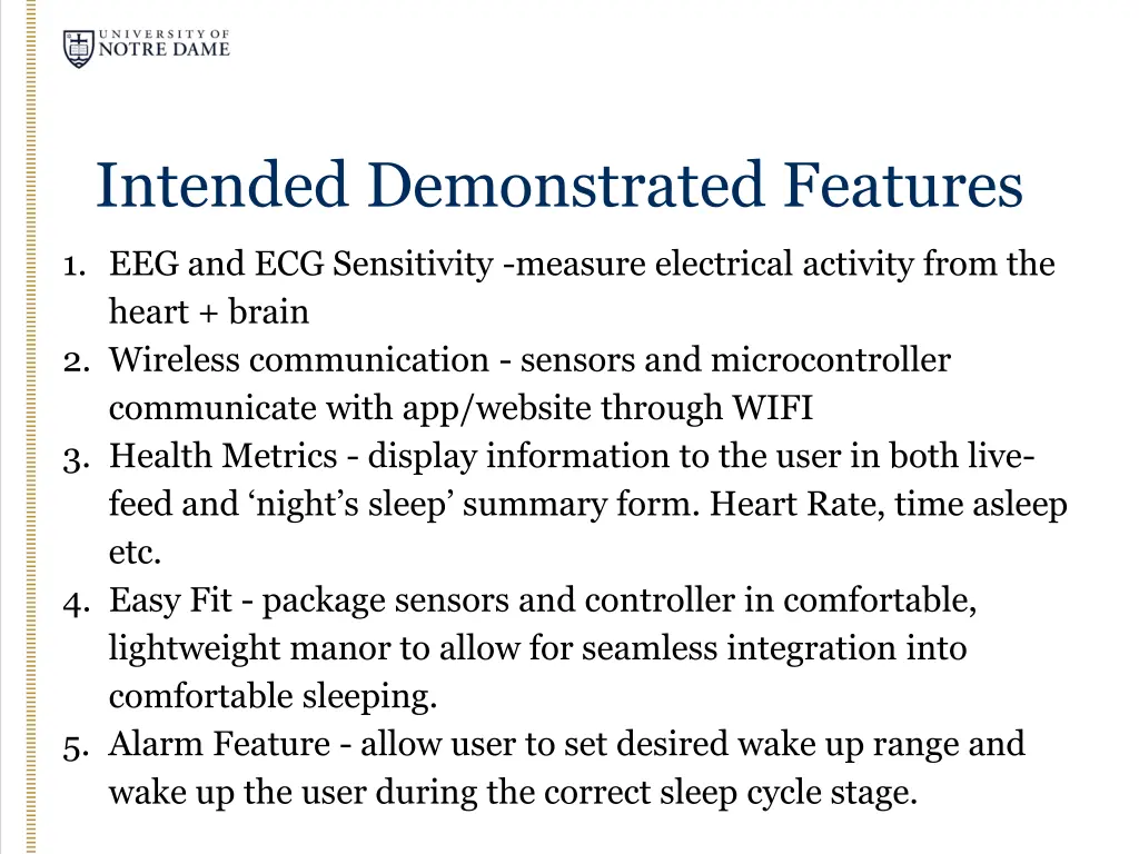 intended demonstrated features