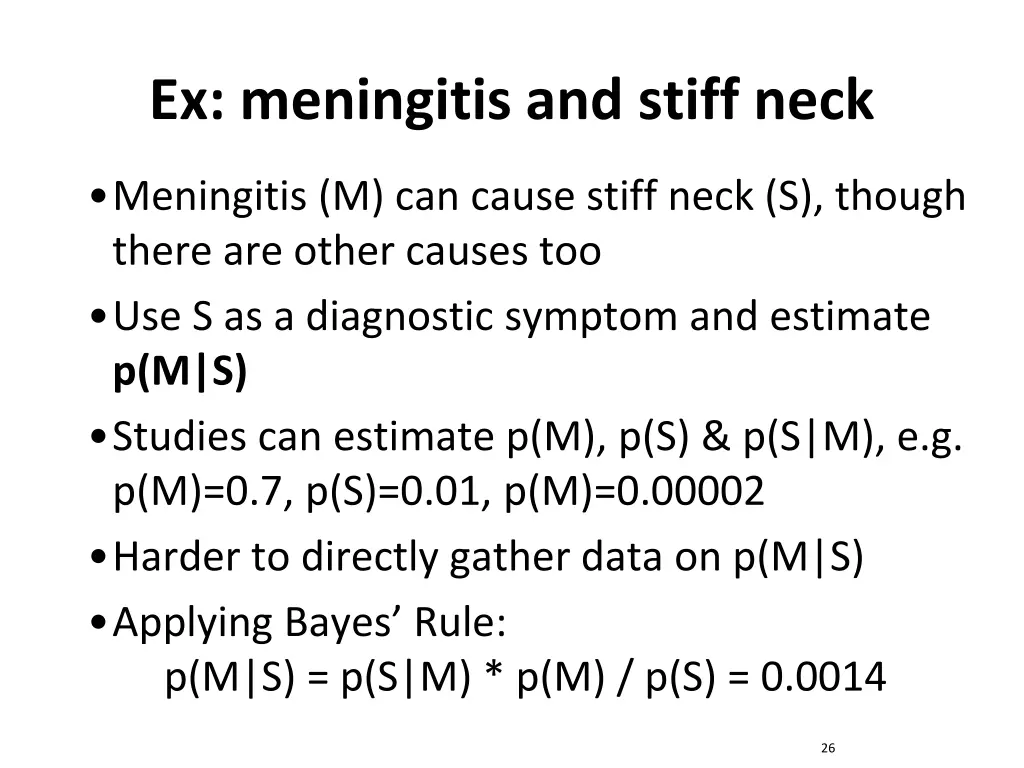 ex meningitis and stiff neck