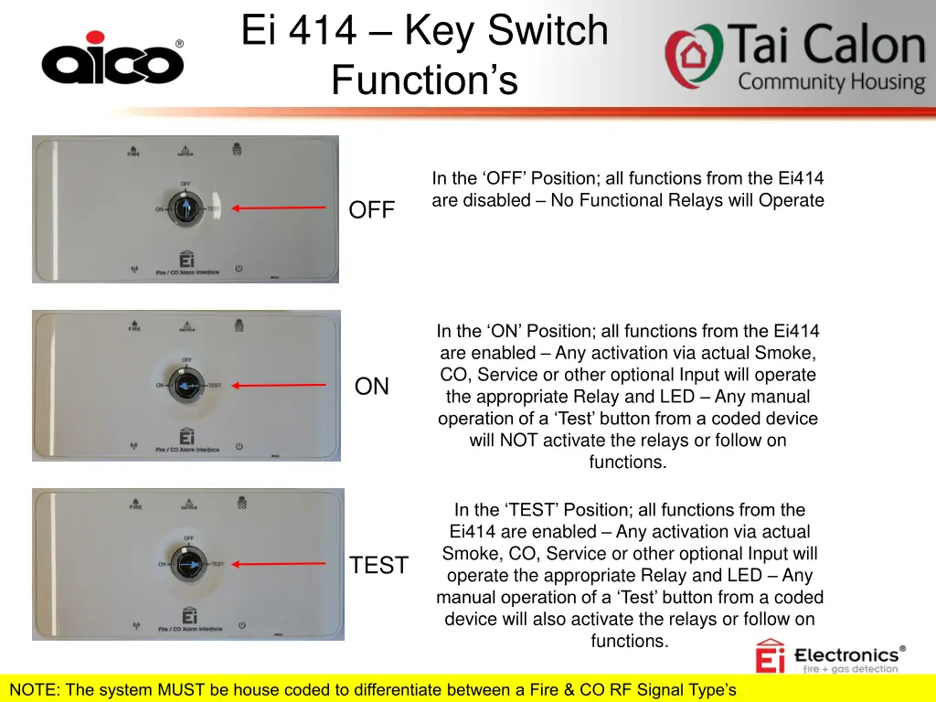 ei 414 key switch function s