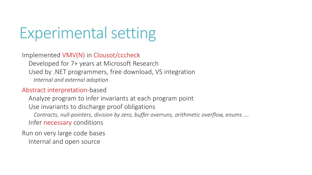 experimental setting 1