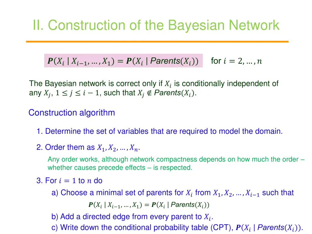 ii construction of the bayesian network