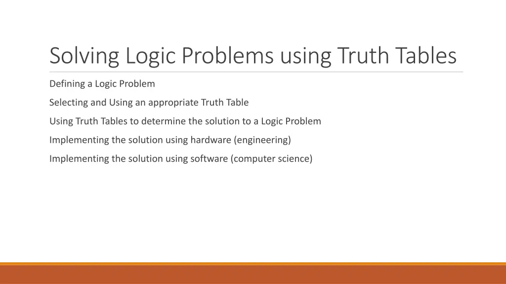 solving logic problems using truth tables 1