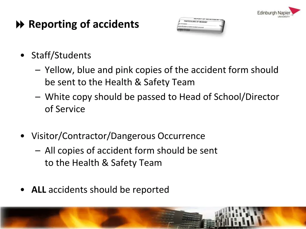 reporting of accidents