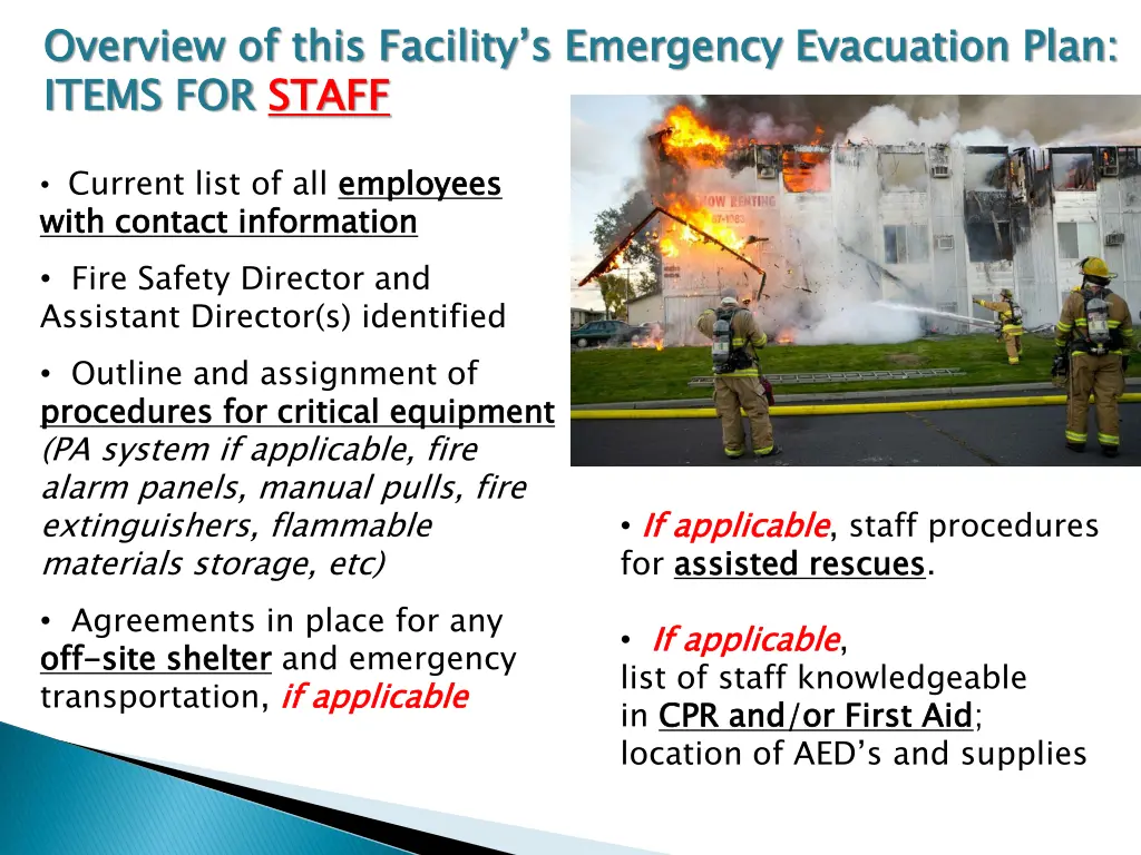 overview of this facility s emergency evacuation