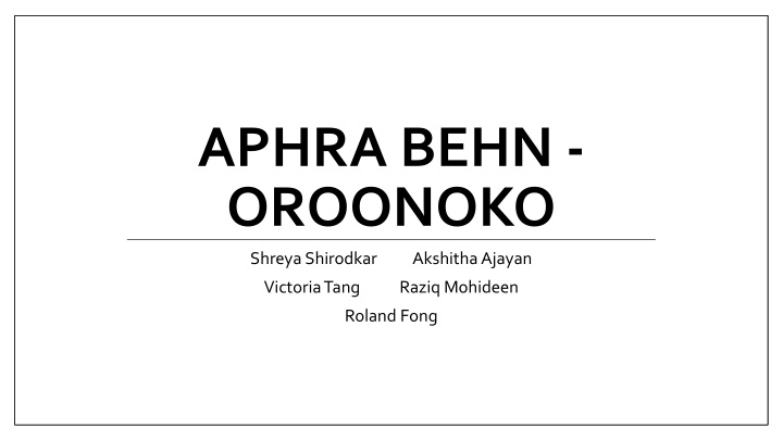 aphra behn oroonoko