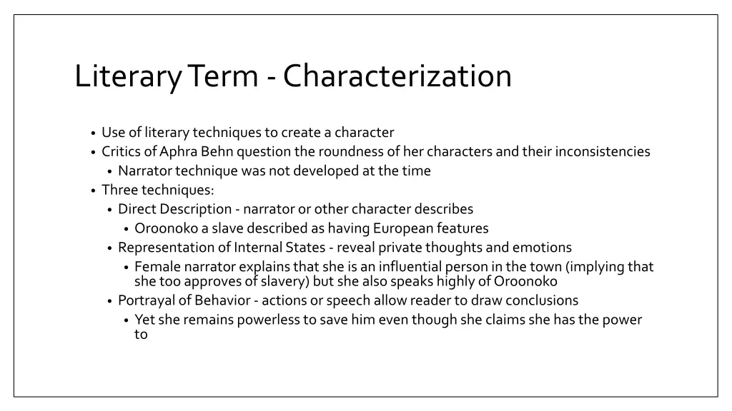 literary term characterization