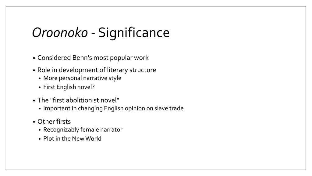 oroonoko significance