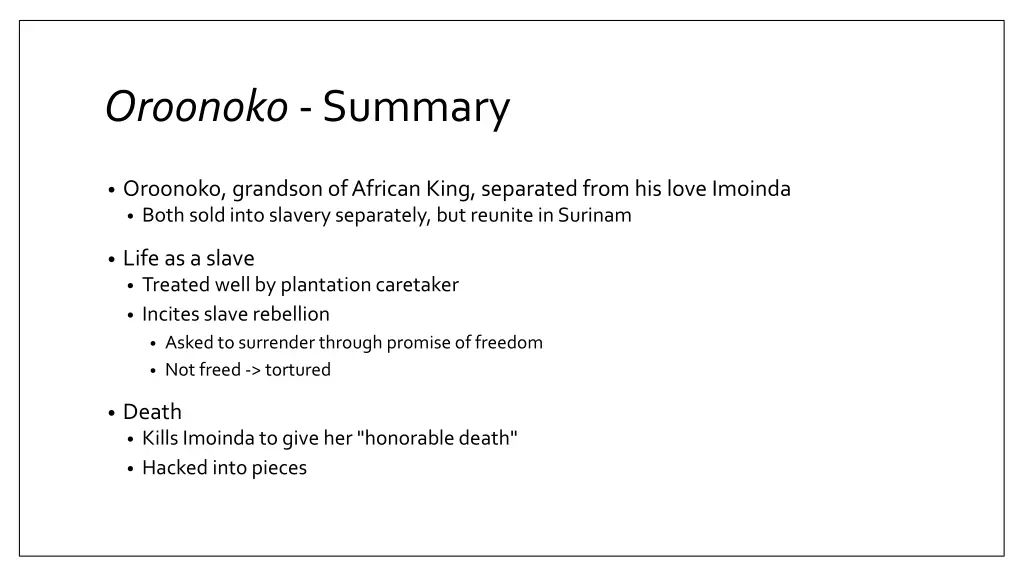 oroonoko summary