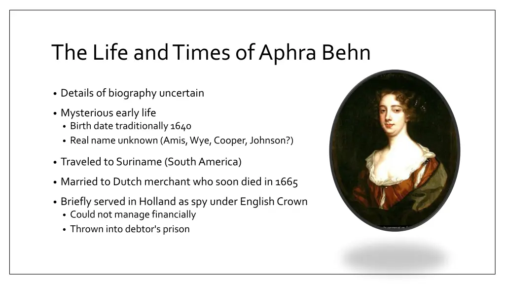 the life and times of aphra behn