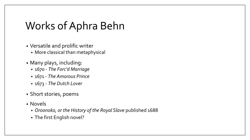 works of aphra behn