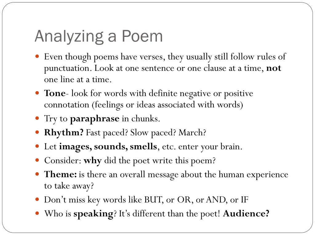 analyzing a poem